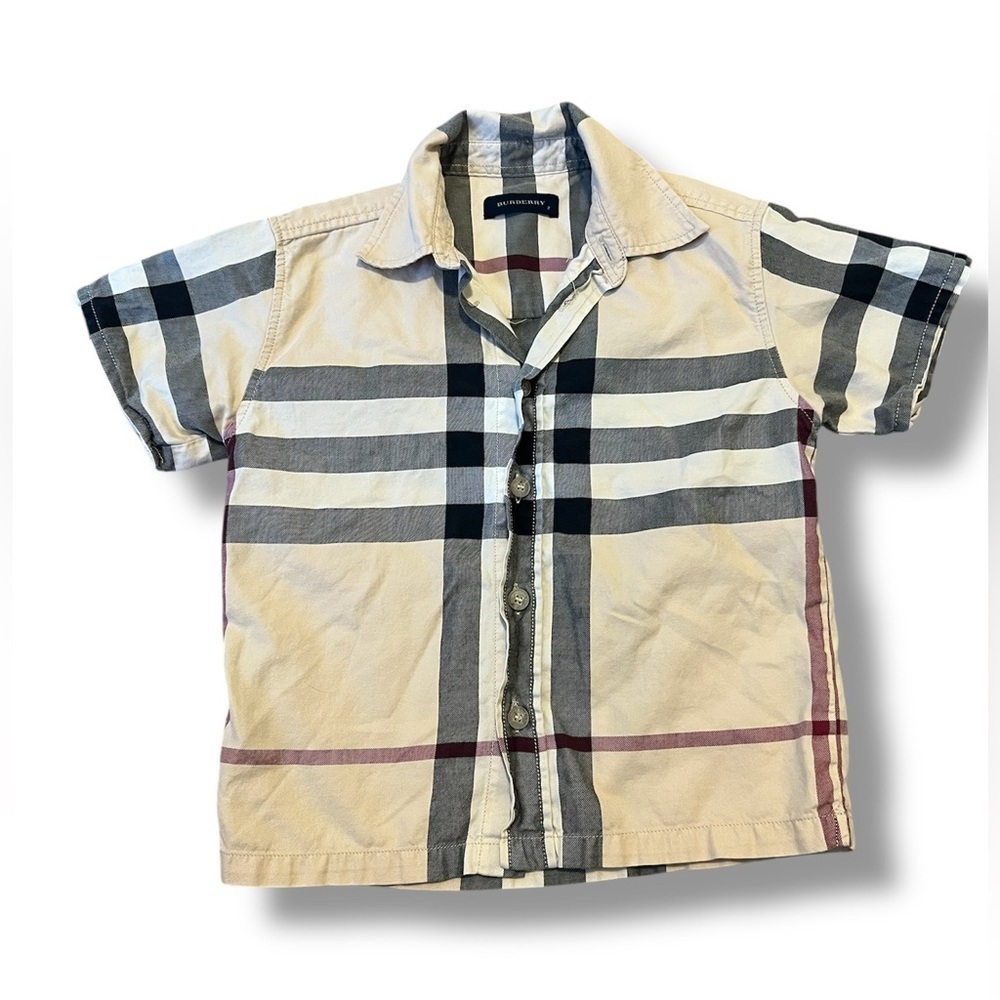Burberry Kids Check Plaid Button Down Shirt